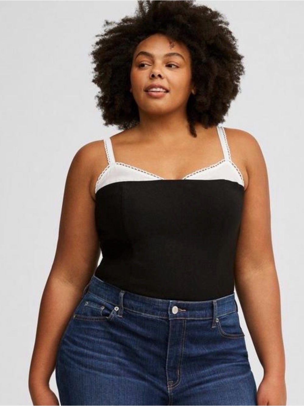Torrid 0X Large Bengaline Bustier Black & White Lace Twofer Cami NEW